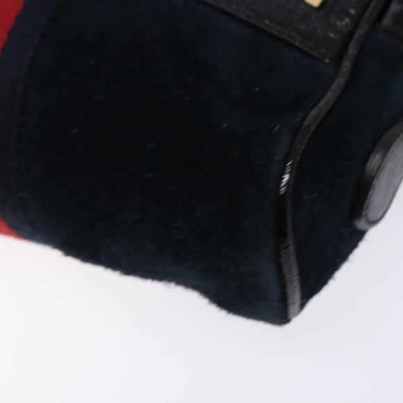 GUCCI Sherry Line Shoulder Bag Suede Navy Gold - Picture 10 of 16